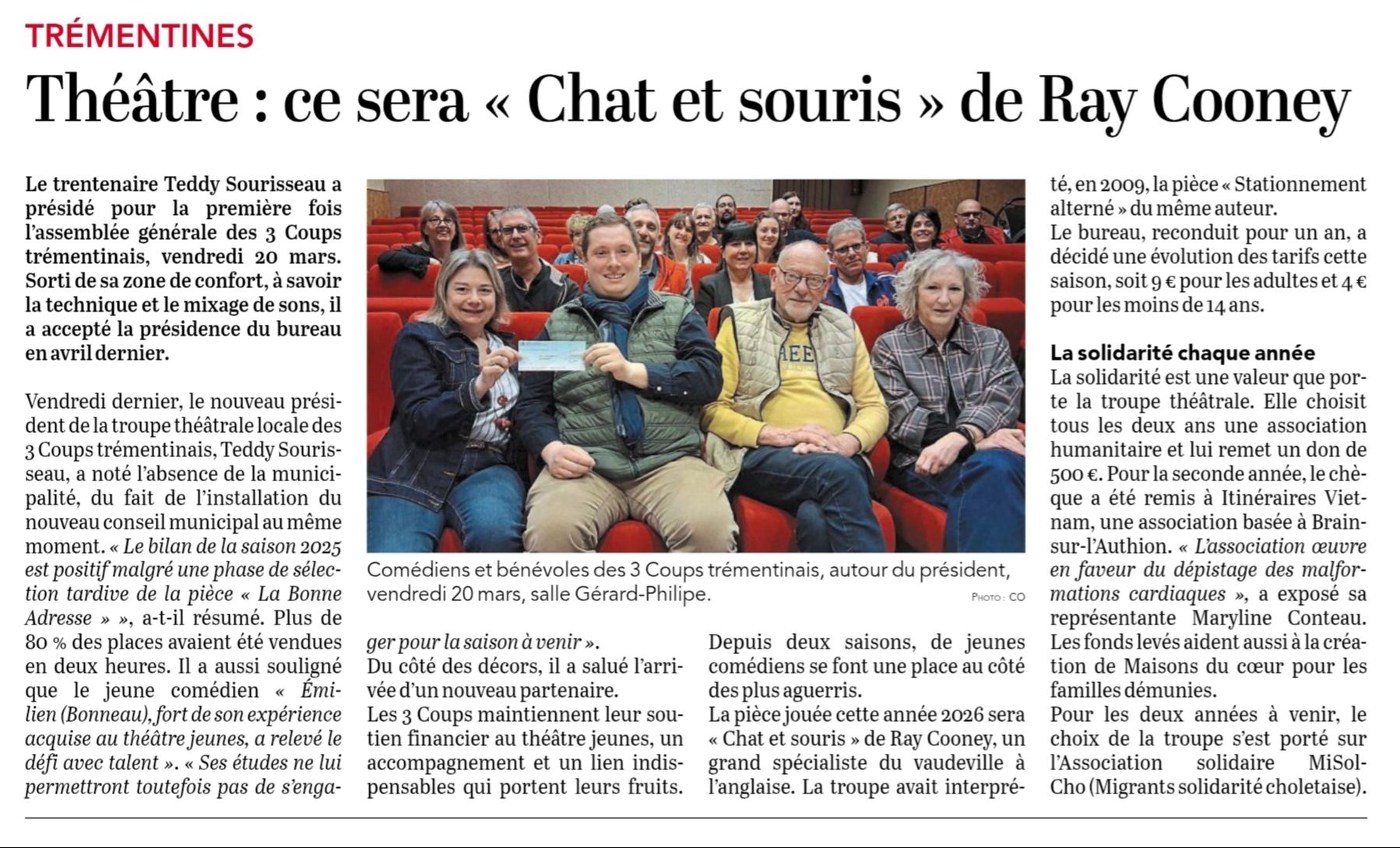 Courrier de l'Ouest : Théâtre : ce sera « Chat et souris » de Ray Cooney