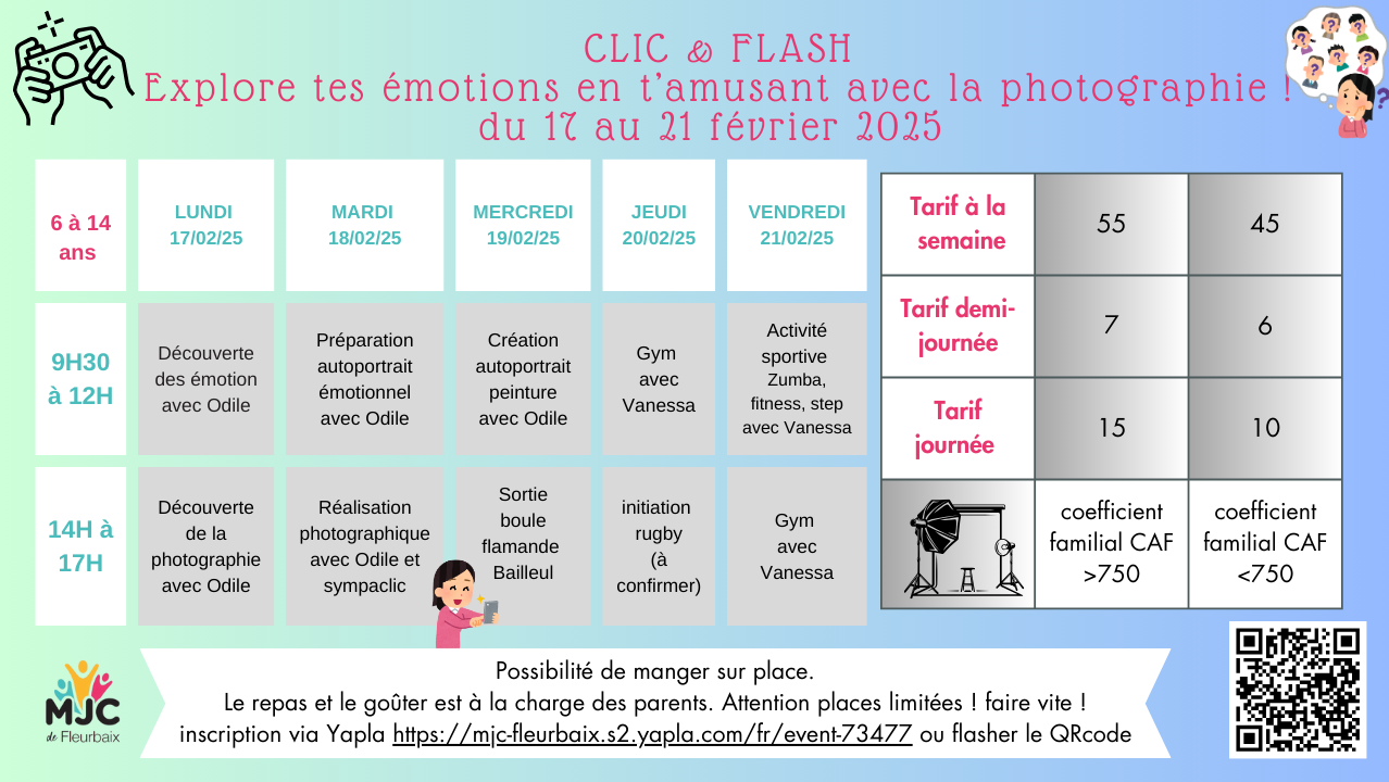 accueil de février : Clic & Flash : explore tes émotions en t'amusant avec la photographie