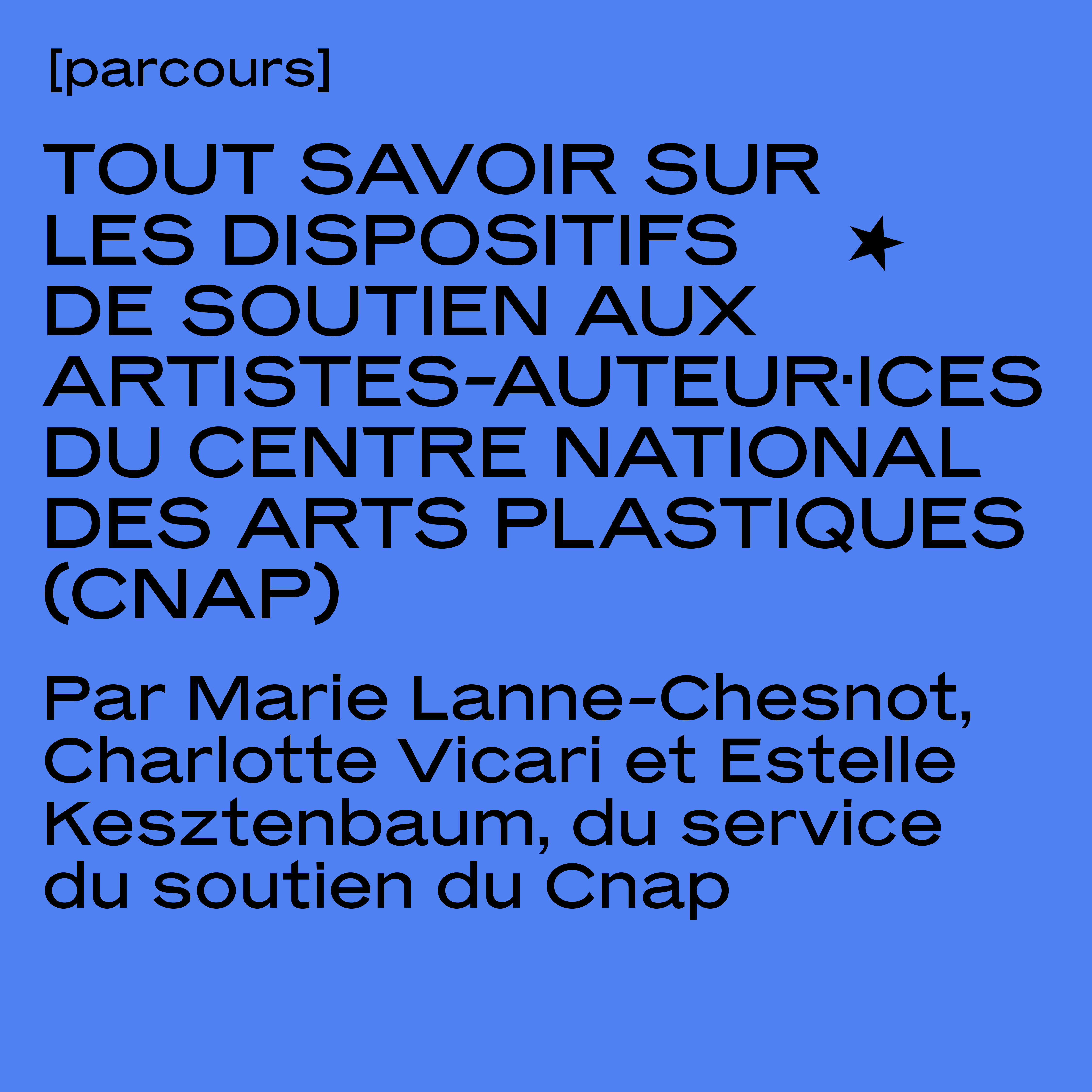 Tout savoir sur les dispositifs de soutien aux artistes-auteur·ices du Centre national des arts plastiques (Cnap) [visio]