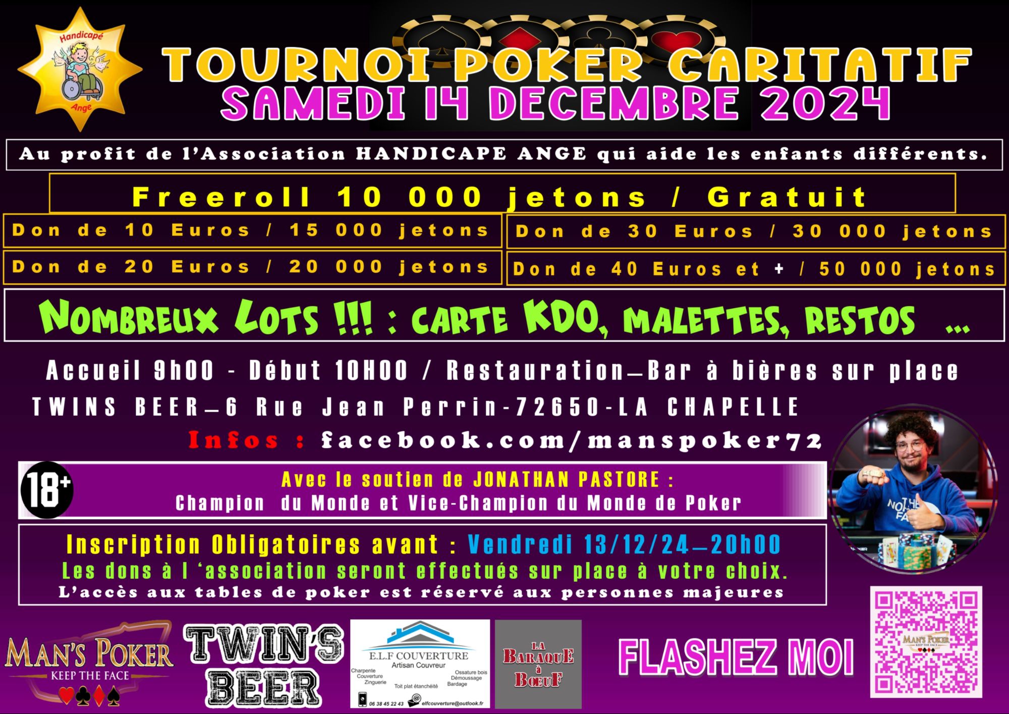 TOURNOI CARITATIF HANDICAPE ANGE / TWINS BEER / 14 DECEMBRE 2024
