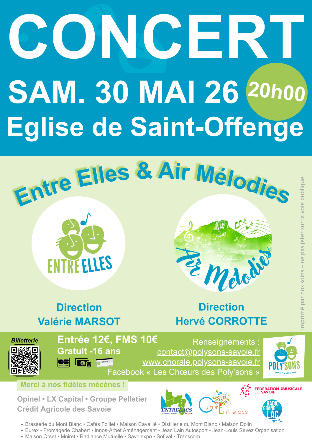 Concert Entre Elles - Air Mélodies en l'église de  Saint-Offenge