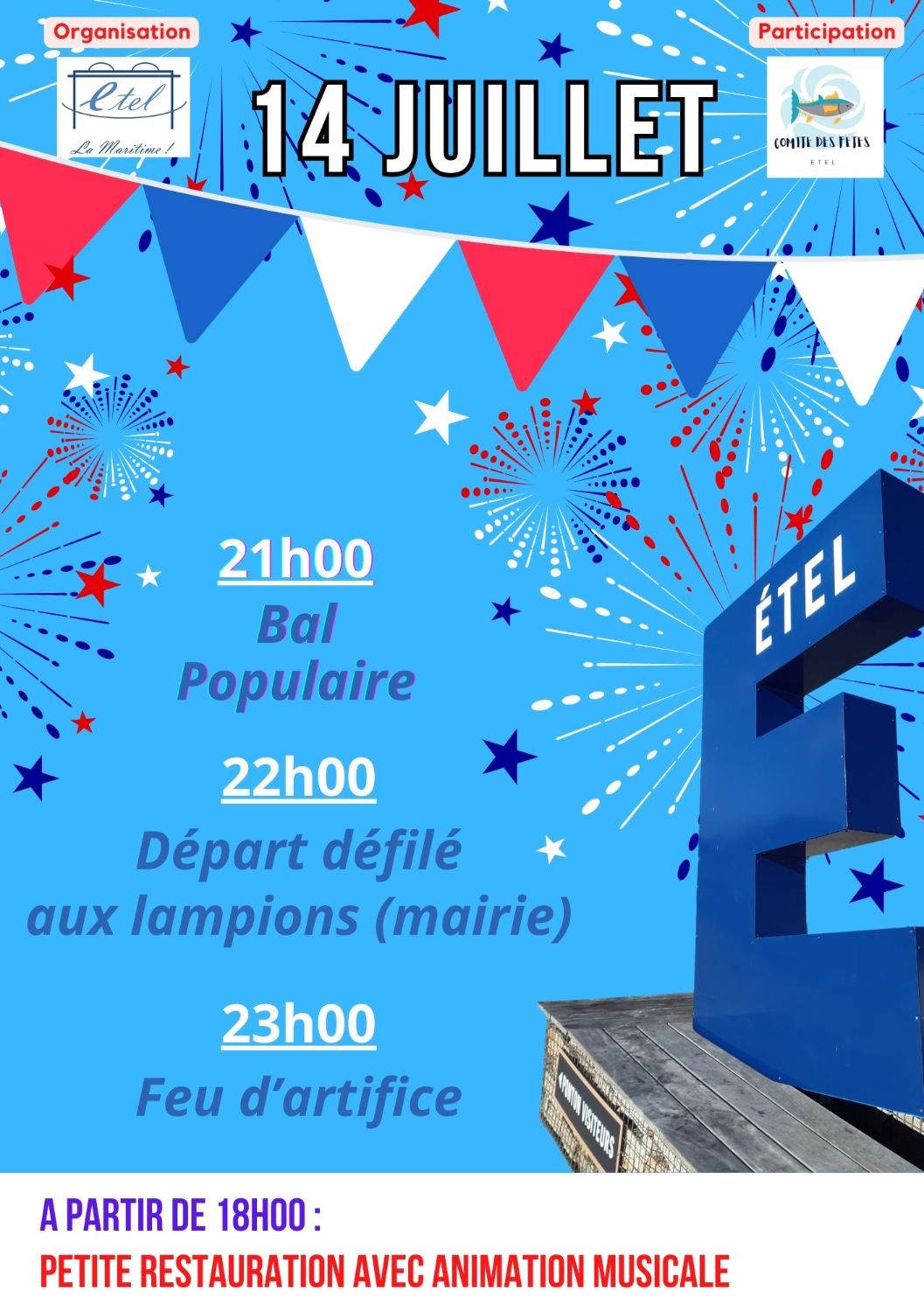 14 juillet : bal populaire - feu d'Artifice