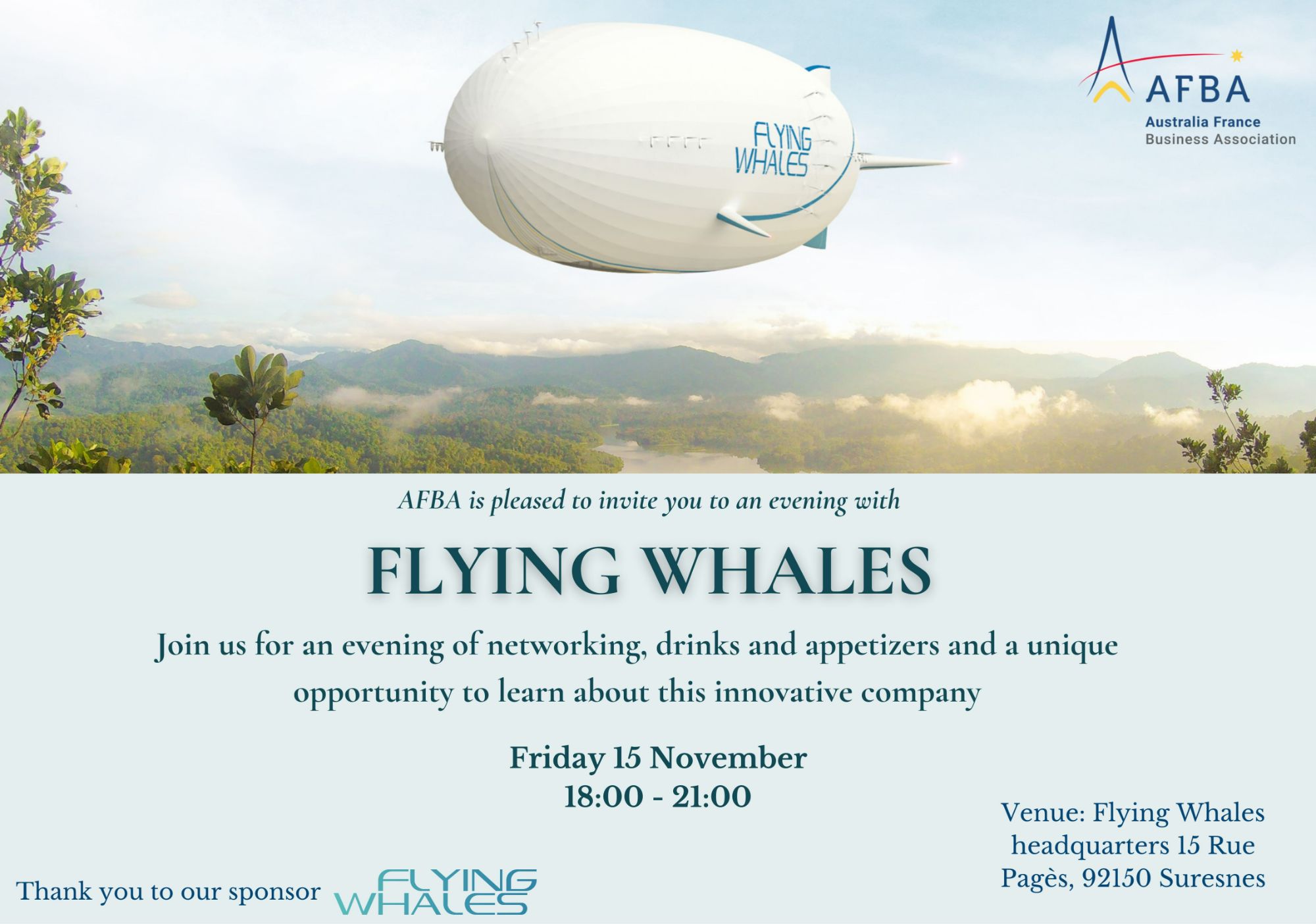 FLYING WHALES networking cocktail