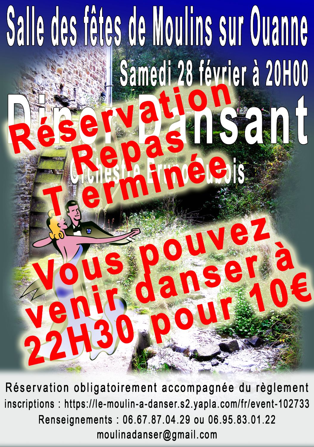 Dîner dansant à Moulins sur Ouanne le 28 février 2026 à 20H00