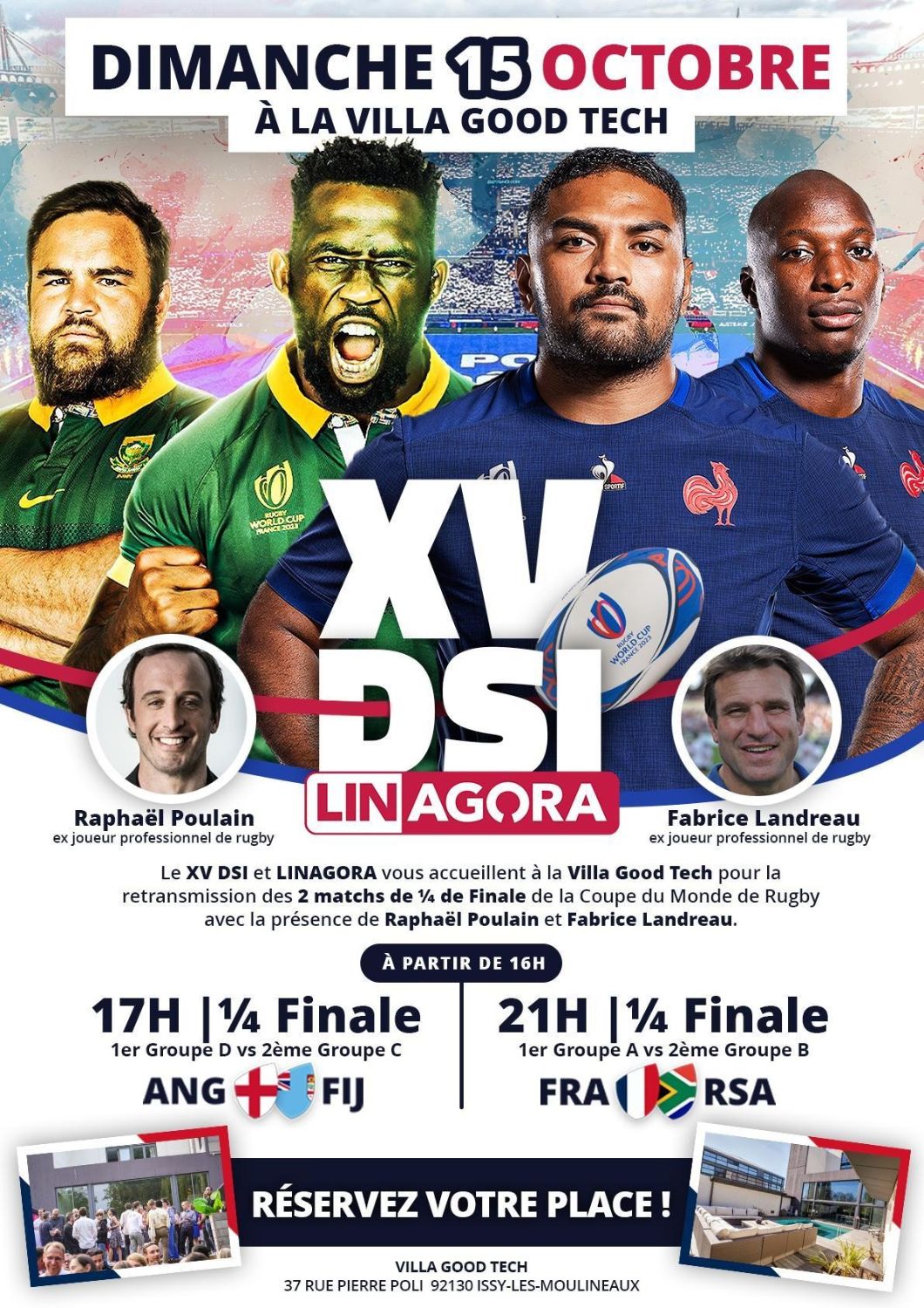 Coupe Monde 2023 - 2 Matchs 1/4 Finale - France vs Afrique du Sud - 15 Oct