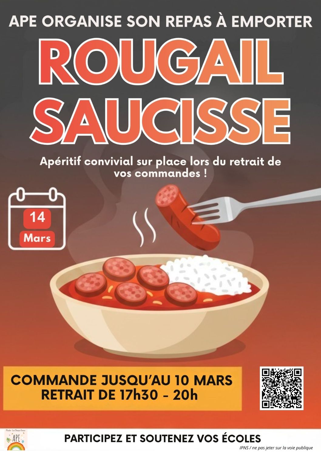 Repas à emporter le 14 mars 2026