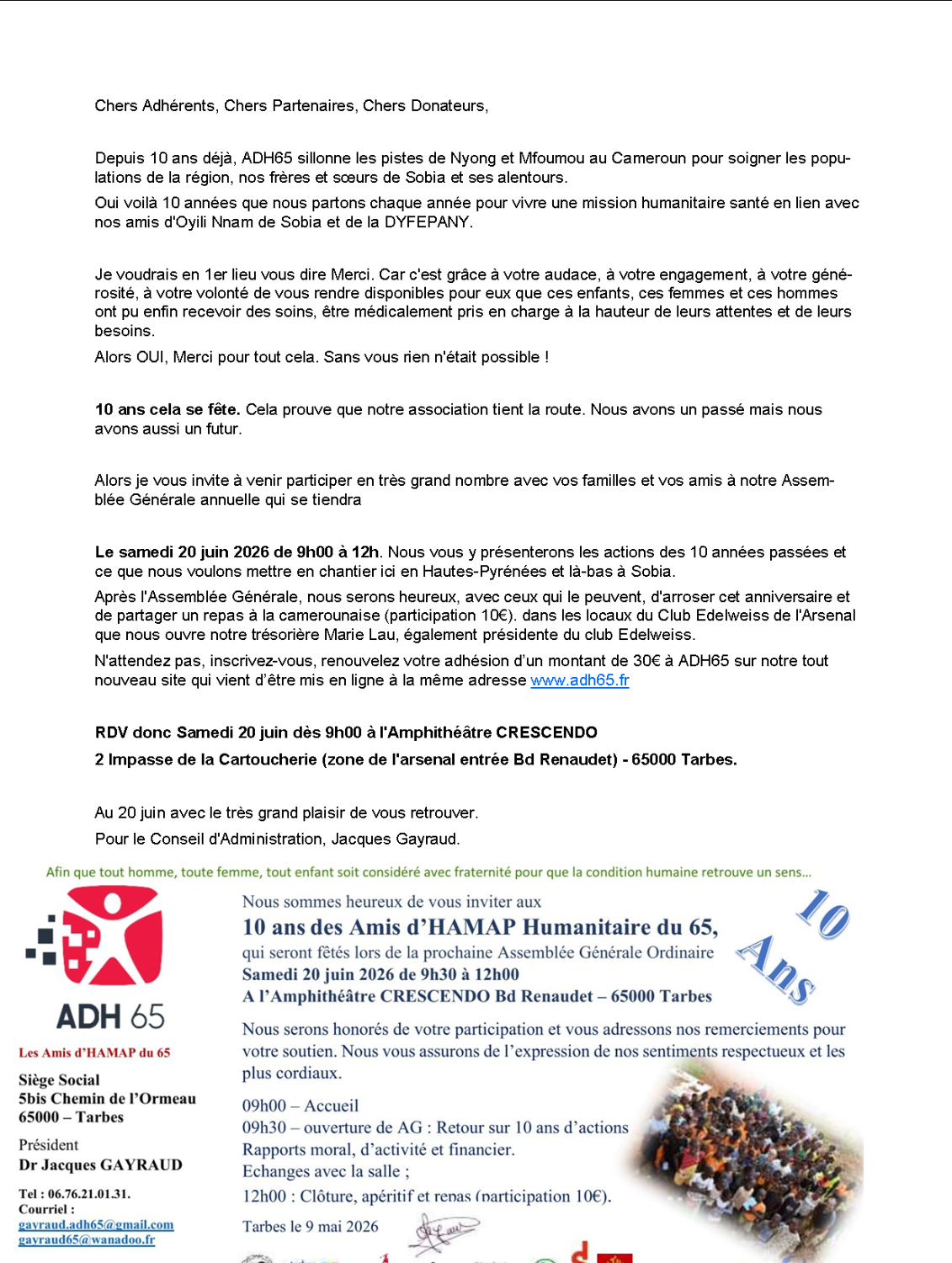 Invitation Assemblée Générale ADH65