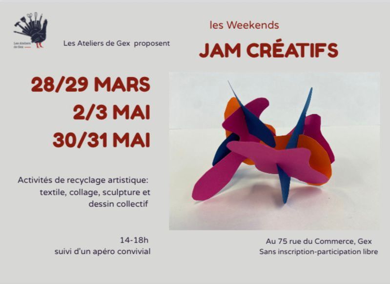 Les weekends Jam Creatifs 28-29 Mars