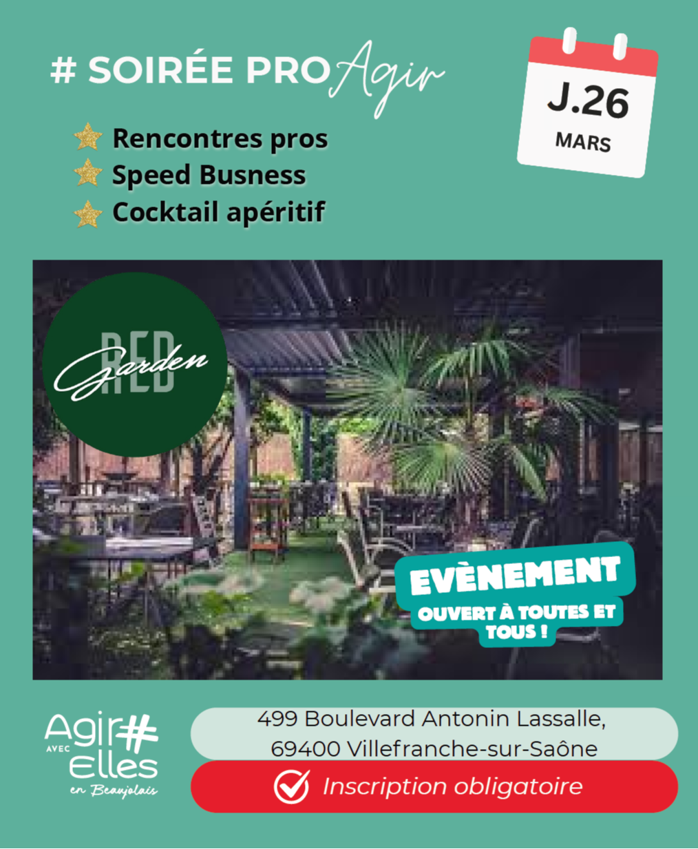 Soirée Pro du 26 mars au Red Garden