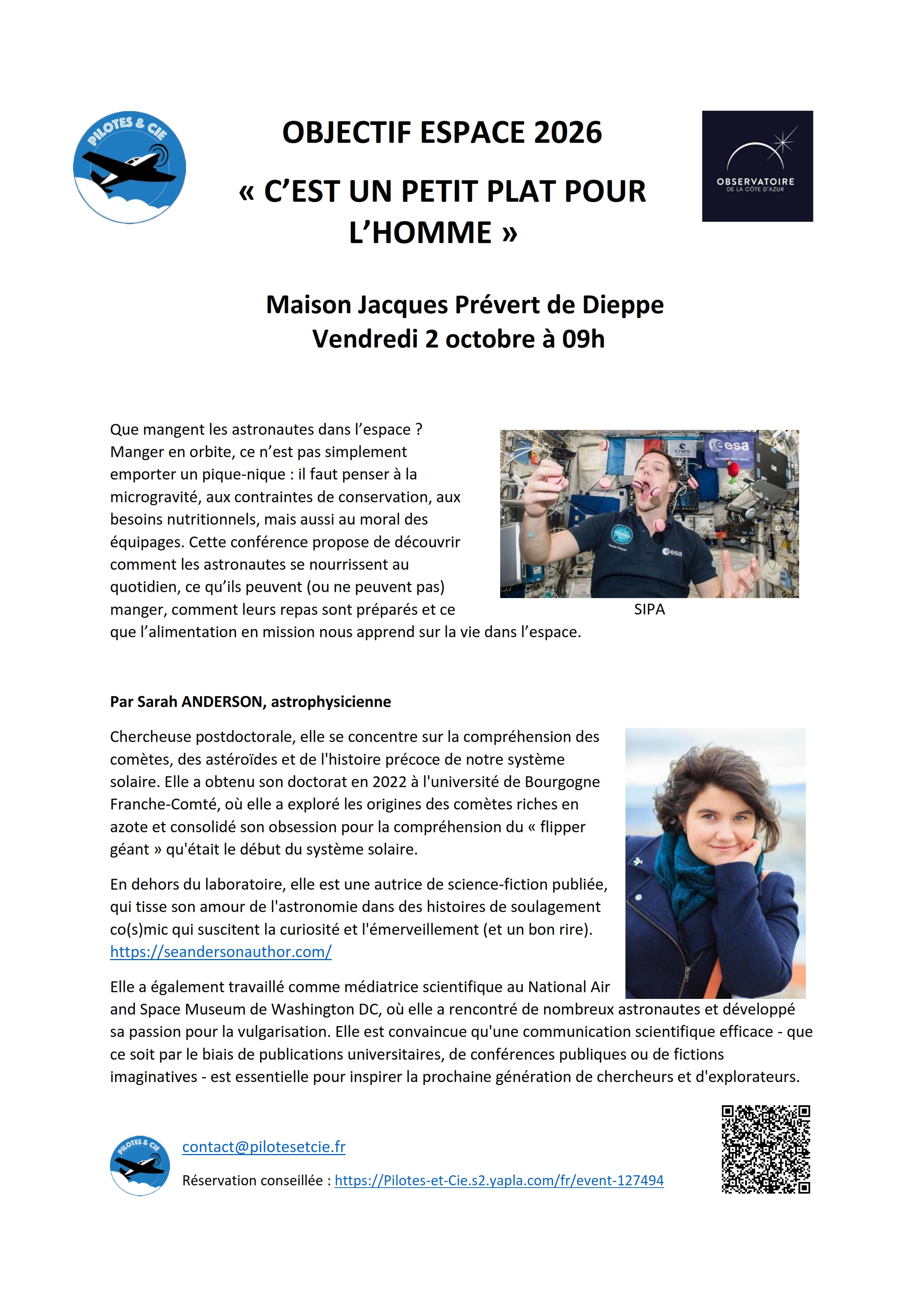 Conférence « C’EST UN PETIT PLAT POUR L’HOMME »