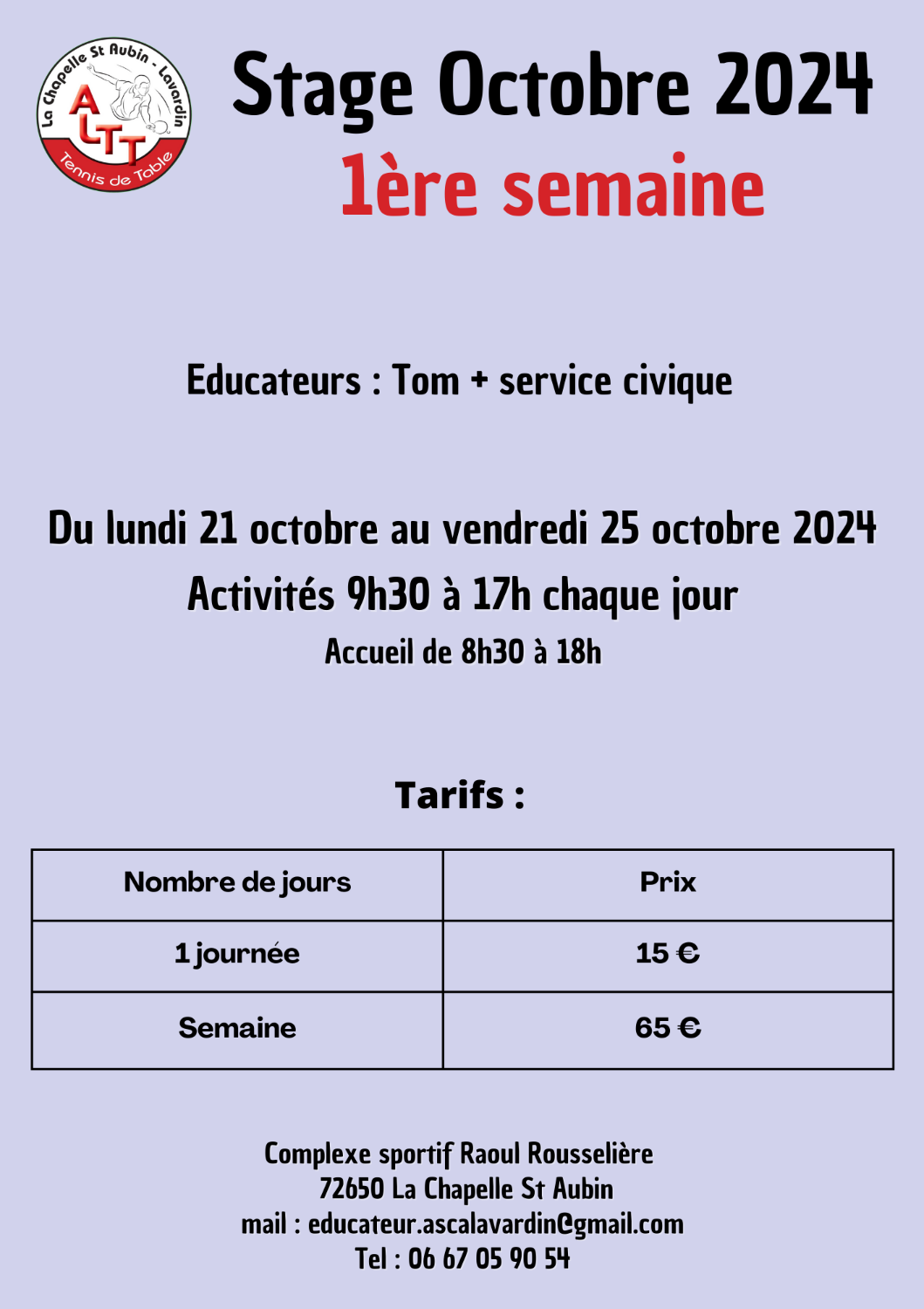 Stage ALTT Octobre 2024 - 1ère semaine