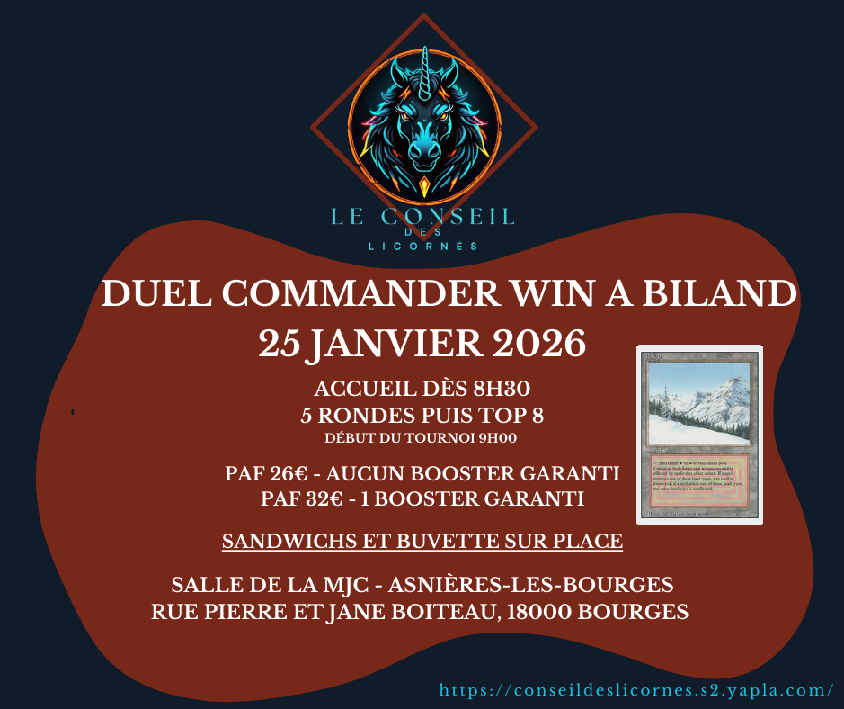 Tournoi 14 : Duel Commander WIN A BILAND