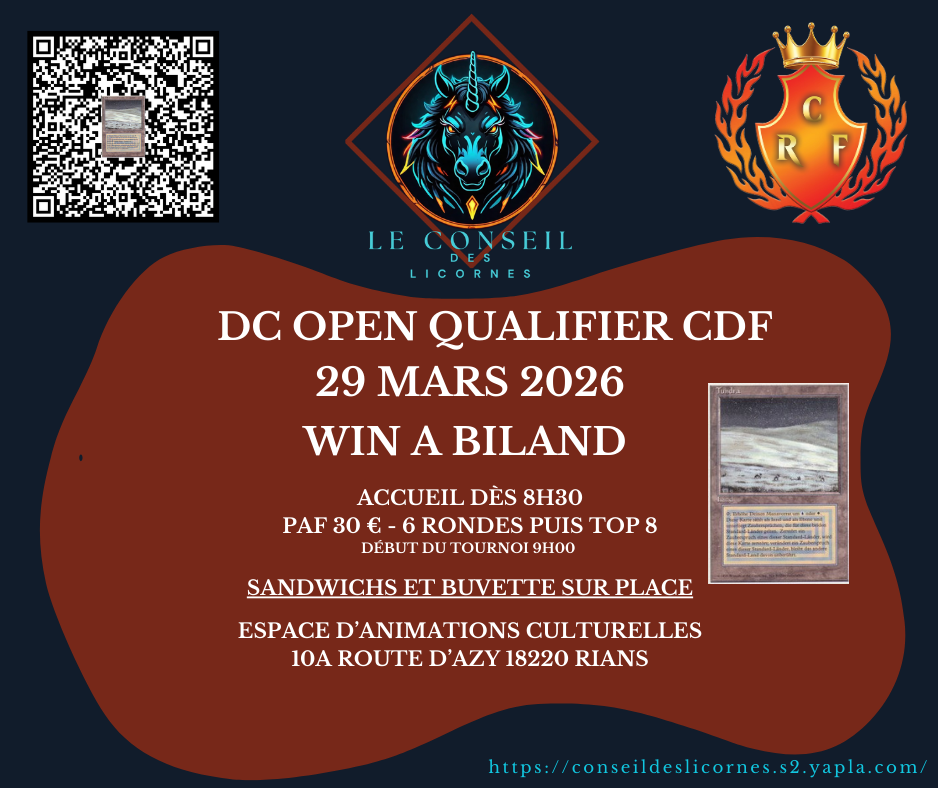 Tournoi 22 : Duel Commander WIN A BILAND OPEN QUALIFIER CDF