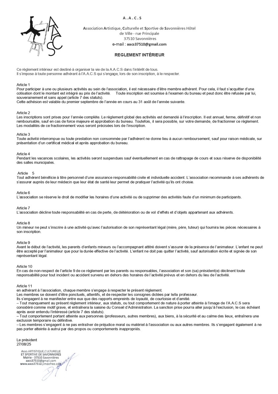 Règlement intérieur