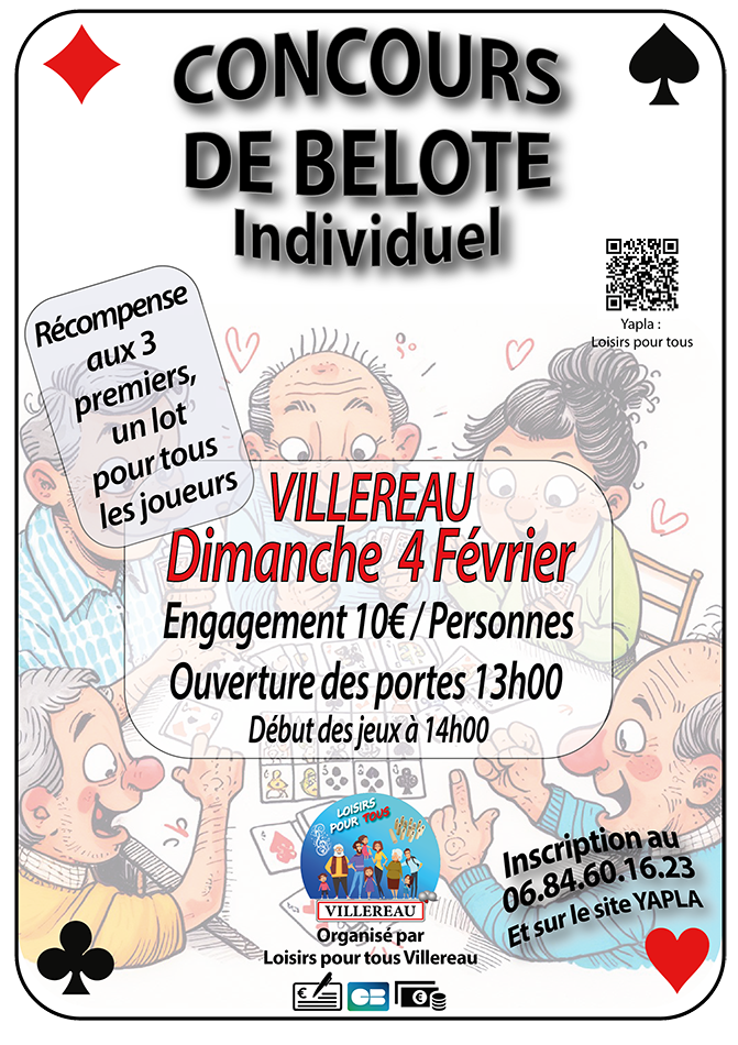 CONCOURS DE BELOTE Individuel Fevrier 2024