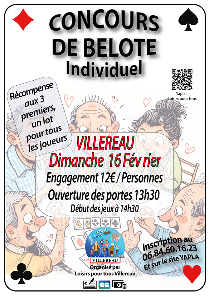 CONCOURS DE BELOTE Individuel Fevrier 2025