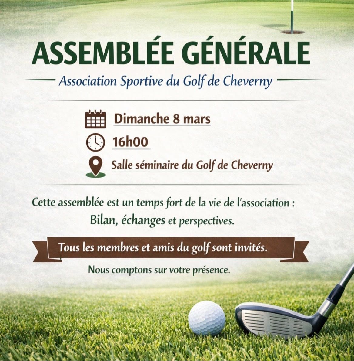 Assemblée Générale ordinaire 2024/2025 de l'AS Golf Cheverny