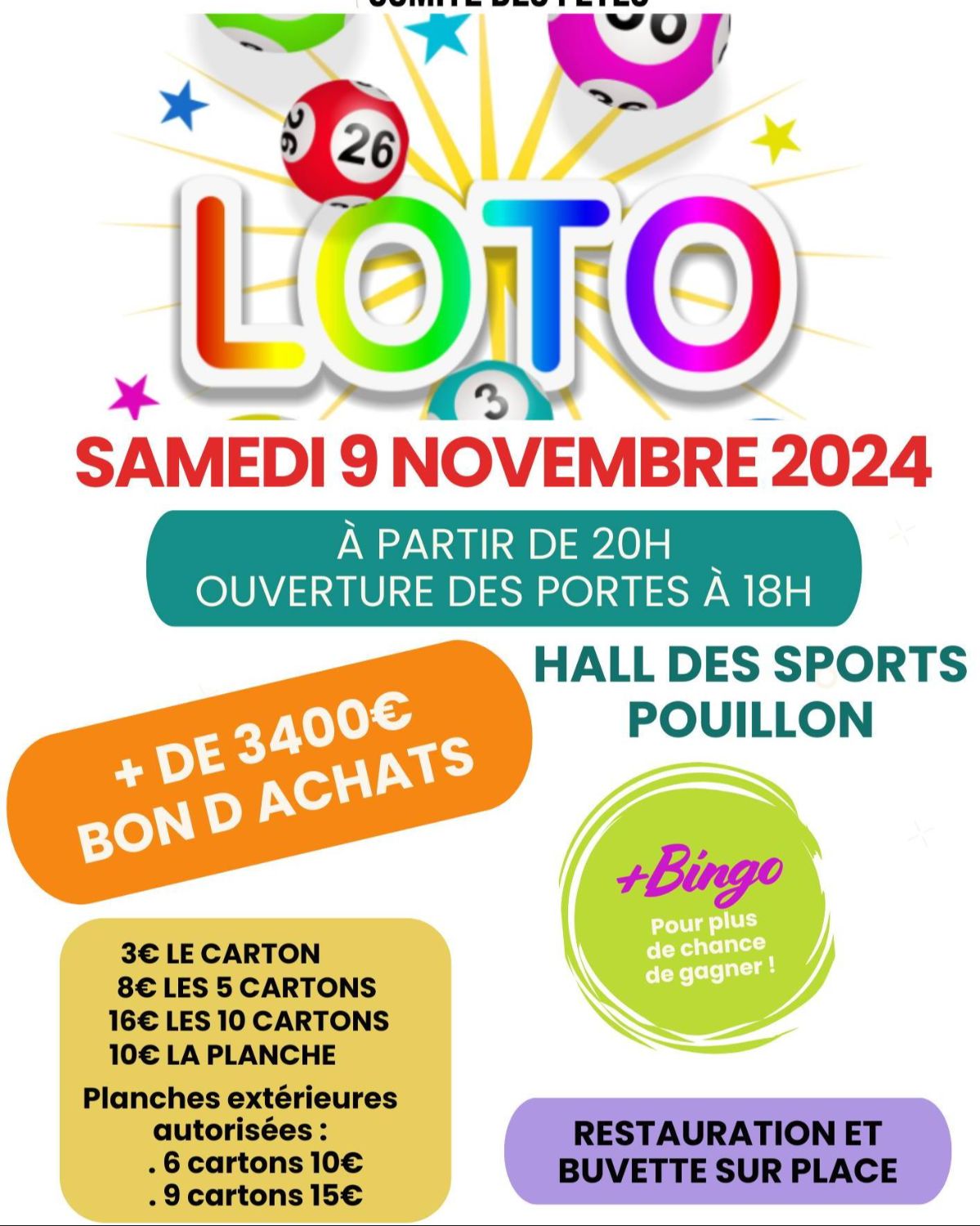 Loto Comité des Fêtes Pouillon