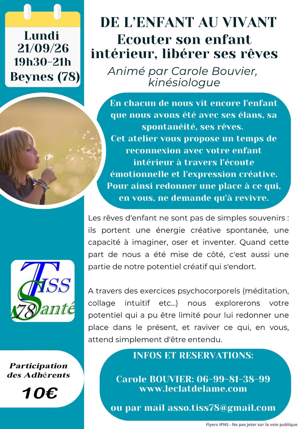Atelier Écouter son enfant intérieur, libérer ses rêves