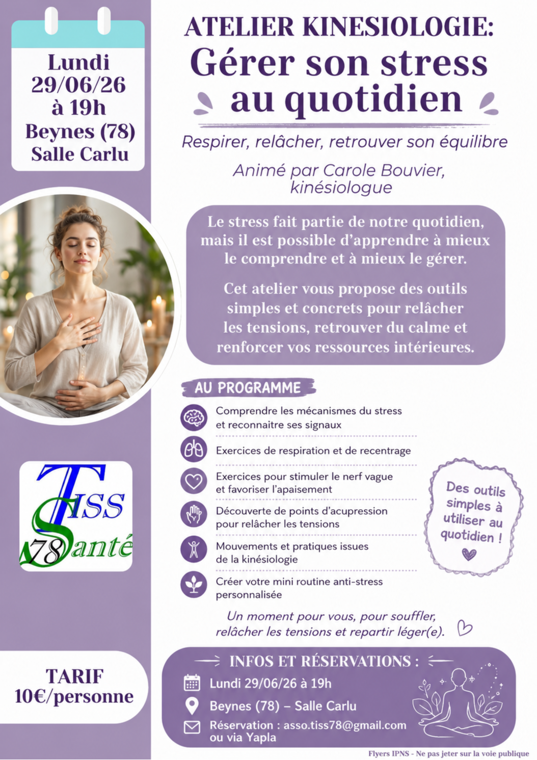 Atelier Kinésiologie du 29 juin à 19h