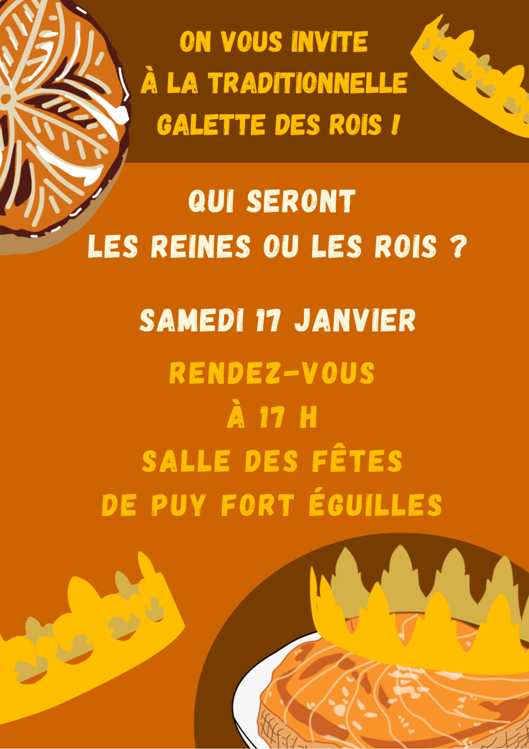 Galette des rois samedi 17 janvier 2026  salle des fêtes de Puy-Fort-Eguille
