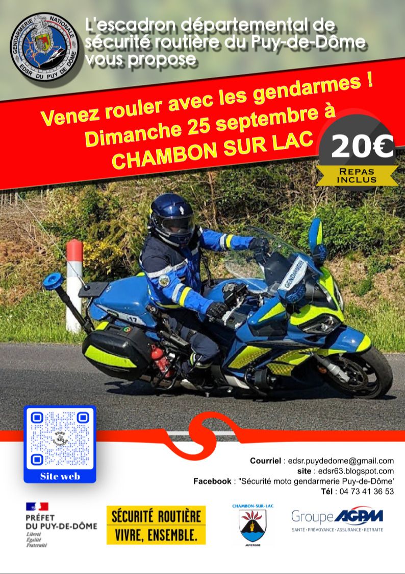 CHAMBON SUR LAC : journée sécurité moto dimanche 25 septembre 2022