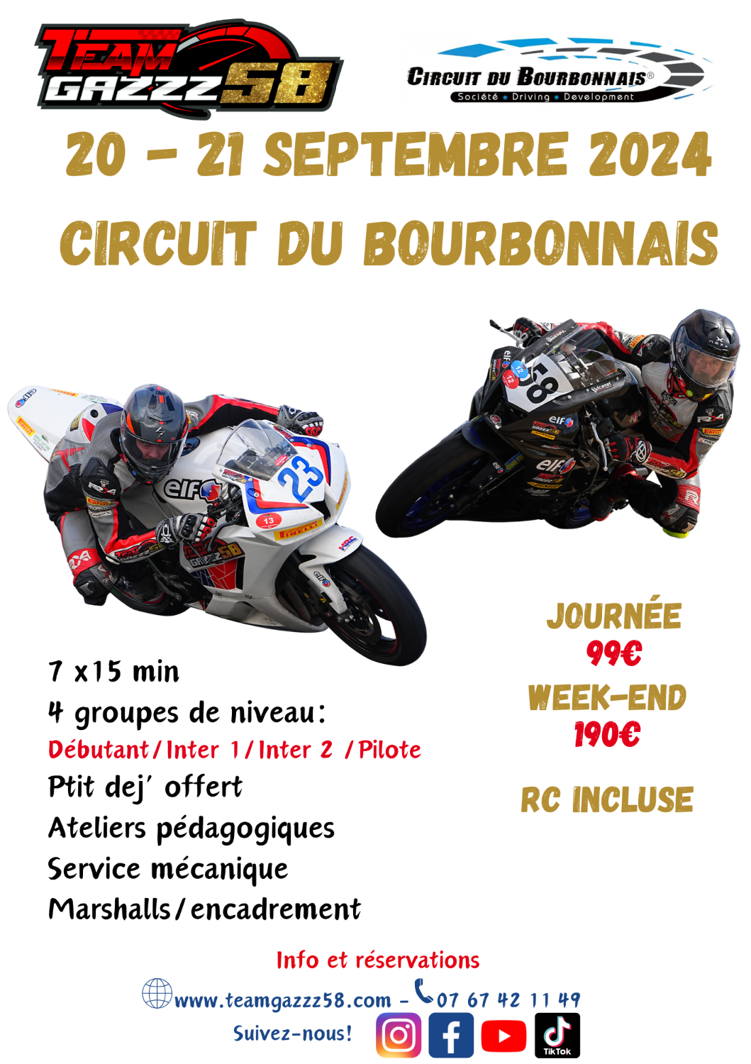 Roulage 20 - 21 Septembre Circuit du Bourbonnais