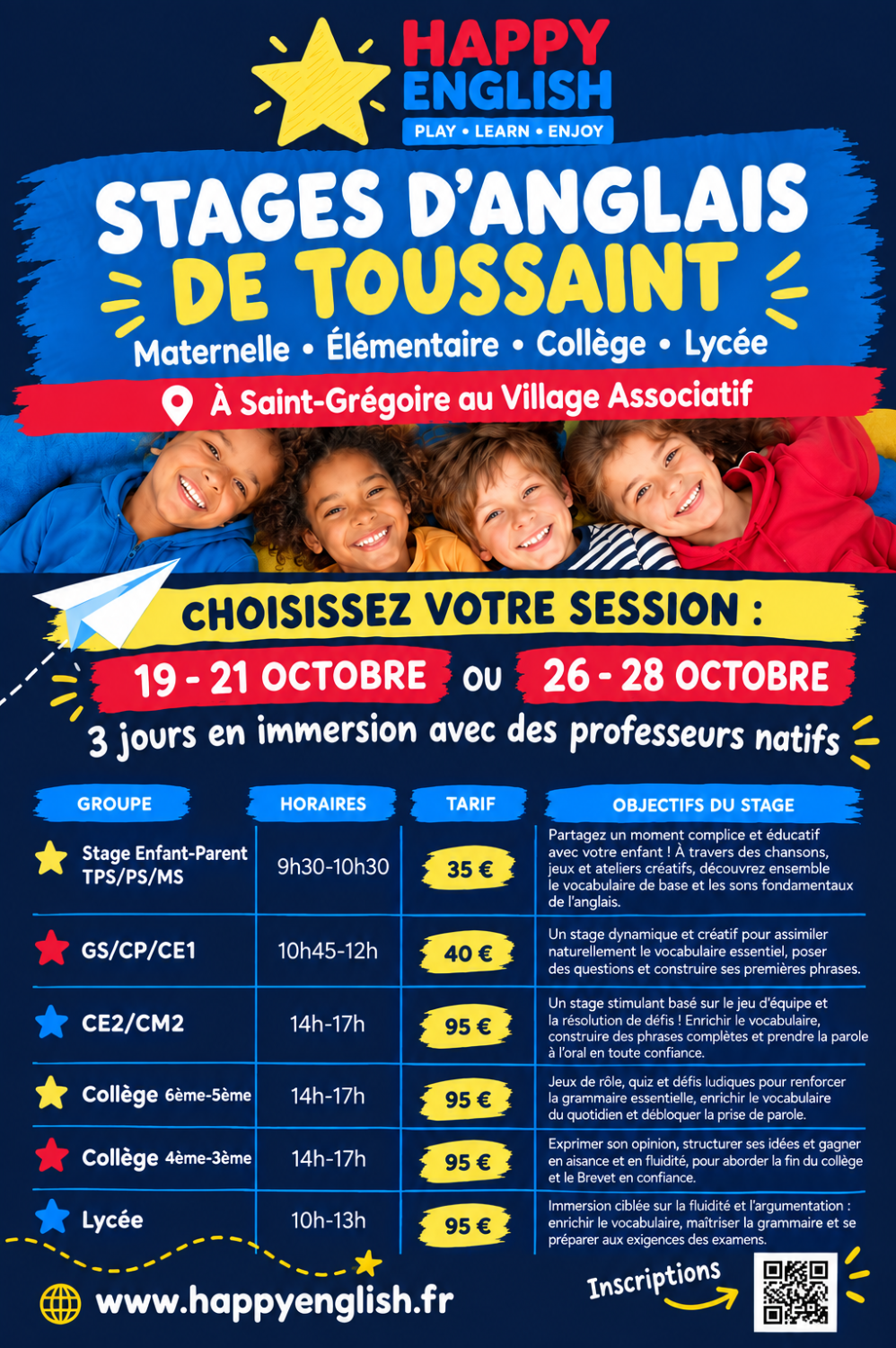 Stages d'anglais de Toussaint