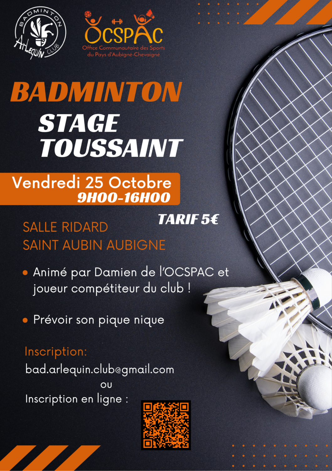 Stage vacances Toussaint 25 octobre