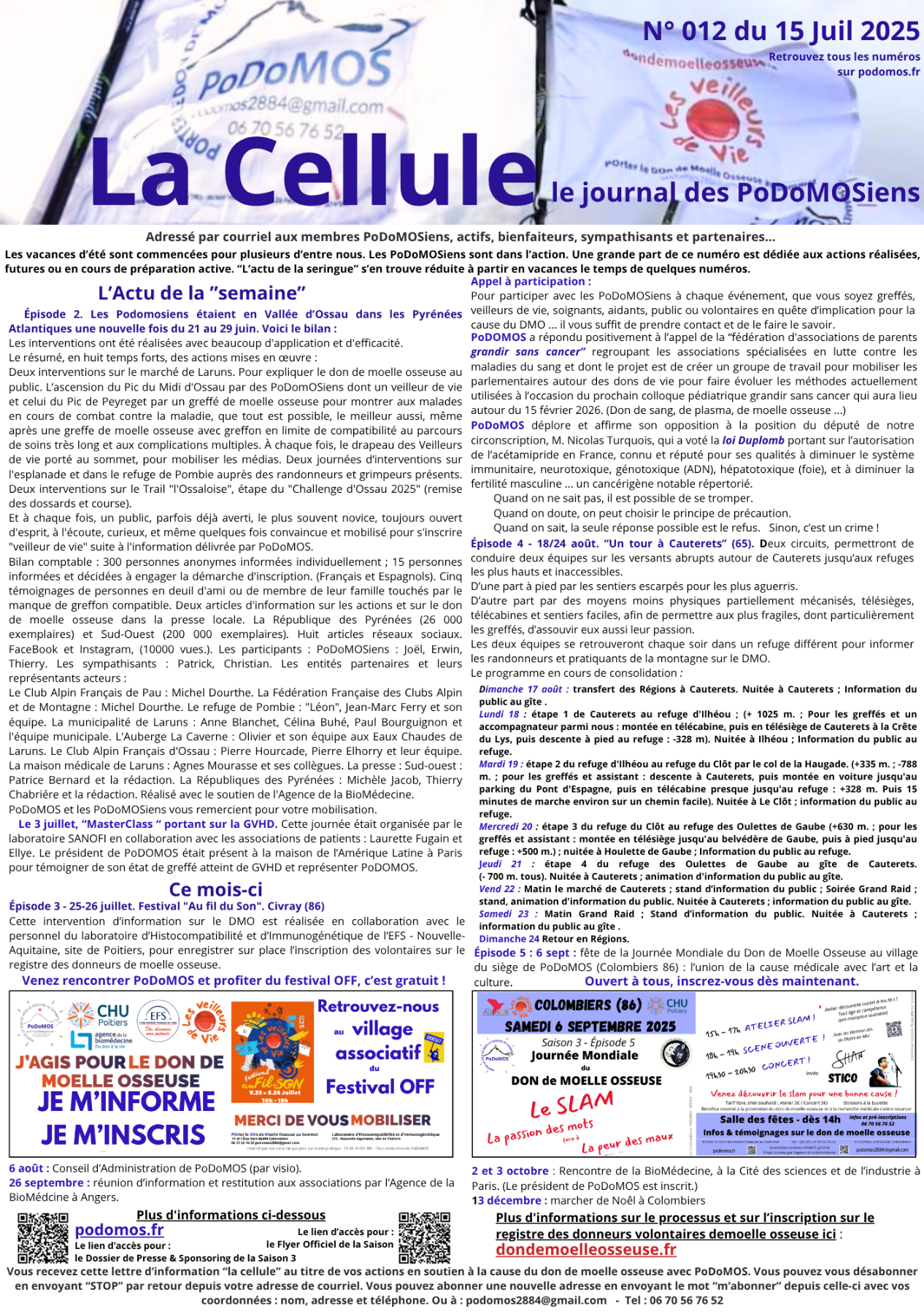 La cellule 012 du 15 juillet 2025