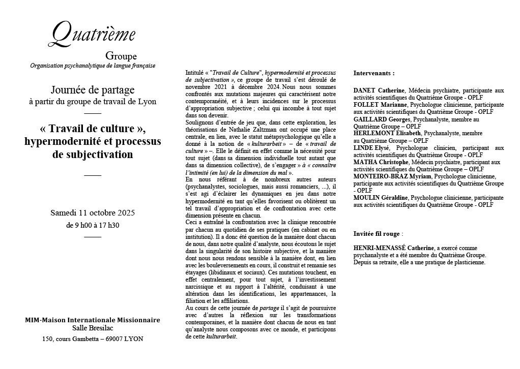 « Travail de culture », hypermodernité et processus de subjectivation
