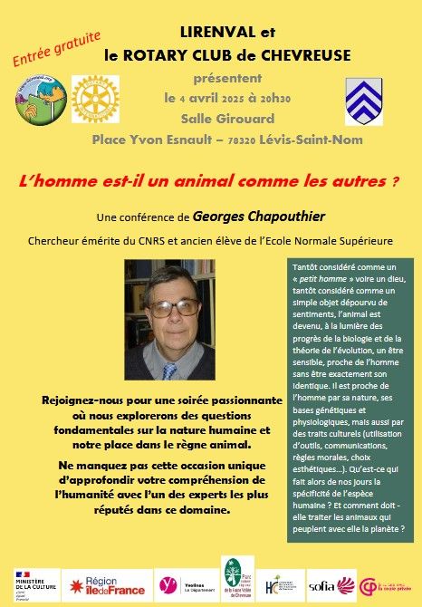 Conférence - L’homme est-il un animal comme les autres ? par Georges Chapouthier