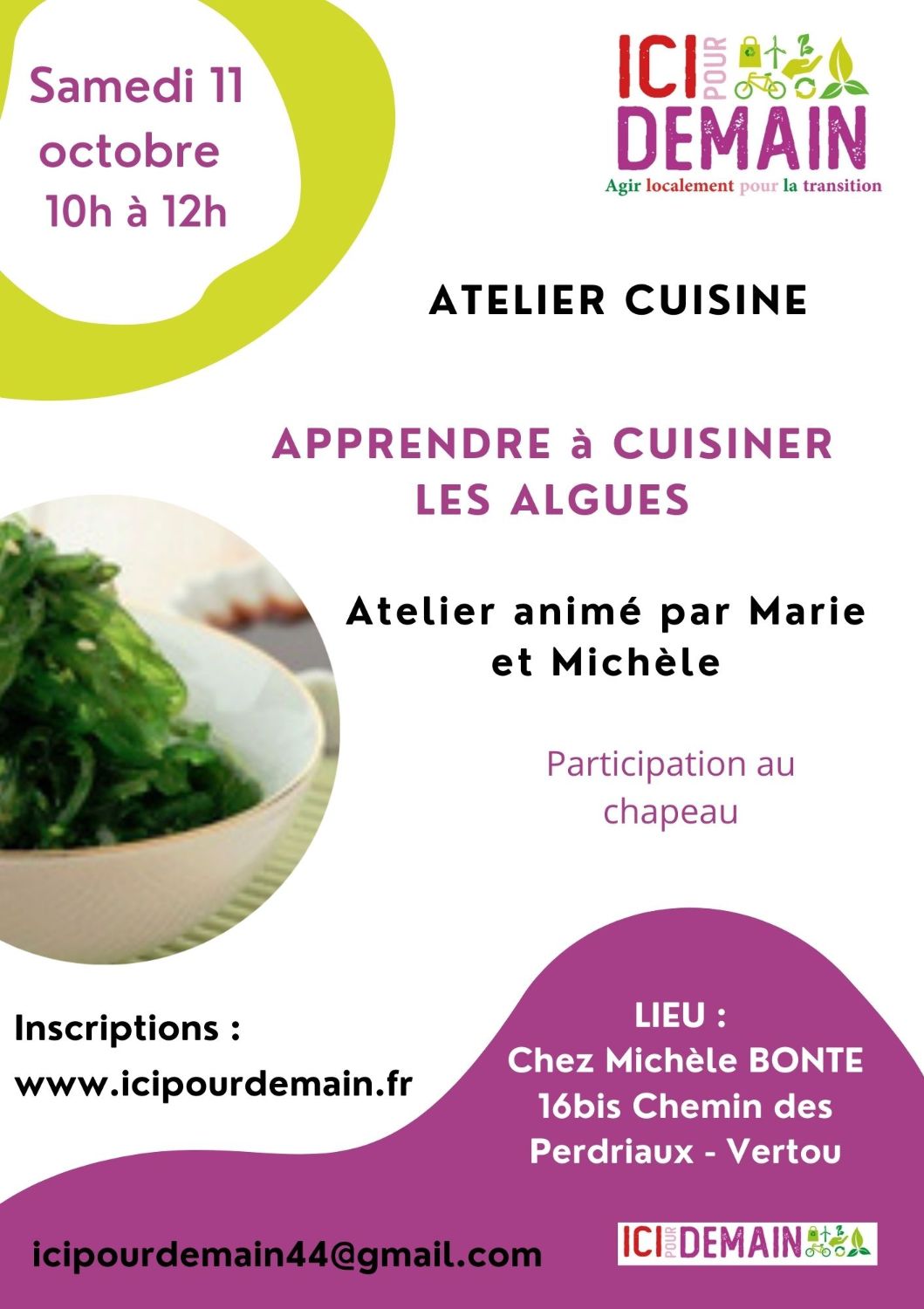 Atelier Cuisine :  Cuisiner les Algues