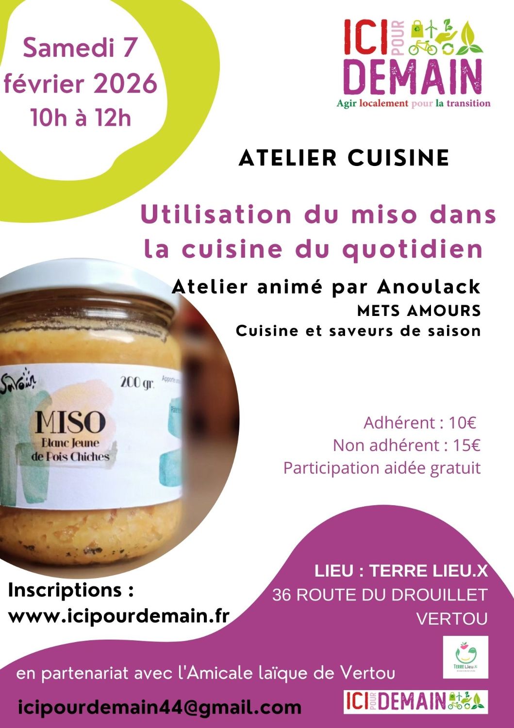 Atelier Cuisine : Utilisation du Miso dans la cuisine du quotidien