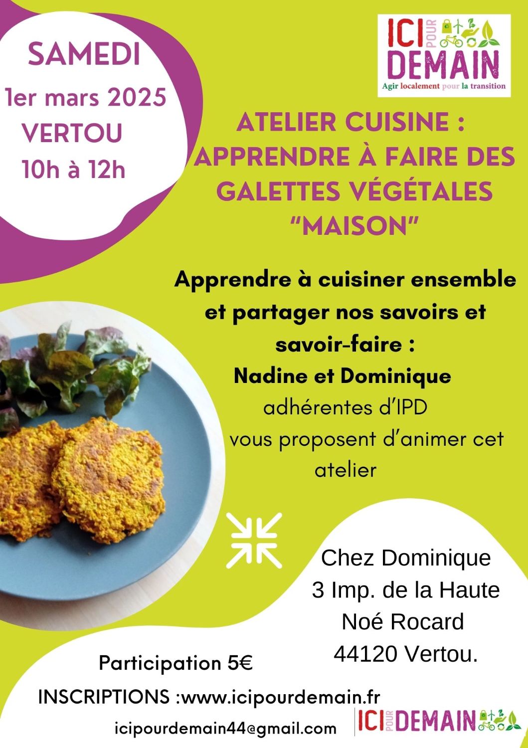 Atelier cuisine : Découvrir les galettes végétales 