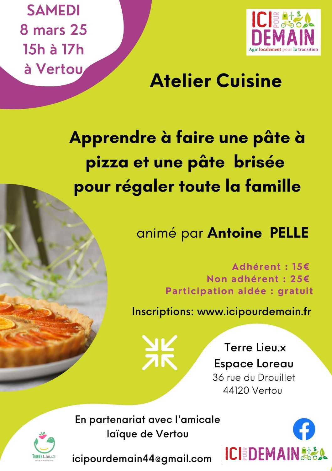 Atelier Cuisine :  Apprendre à faire une pâte à pizza et une pâte brisée