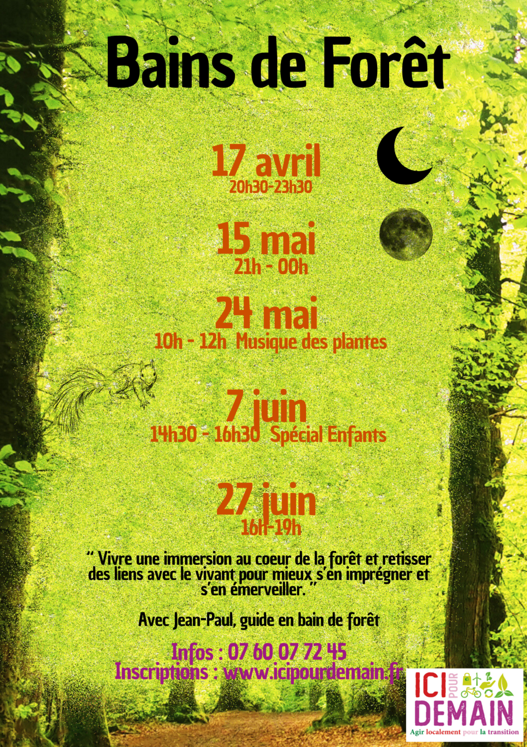 Bain de forêt nocturne par nuit noire