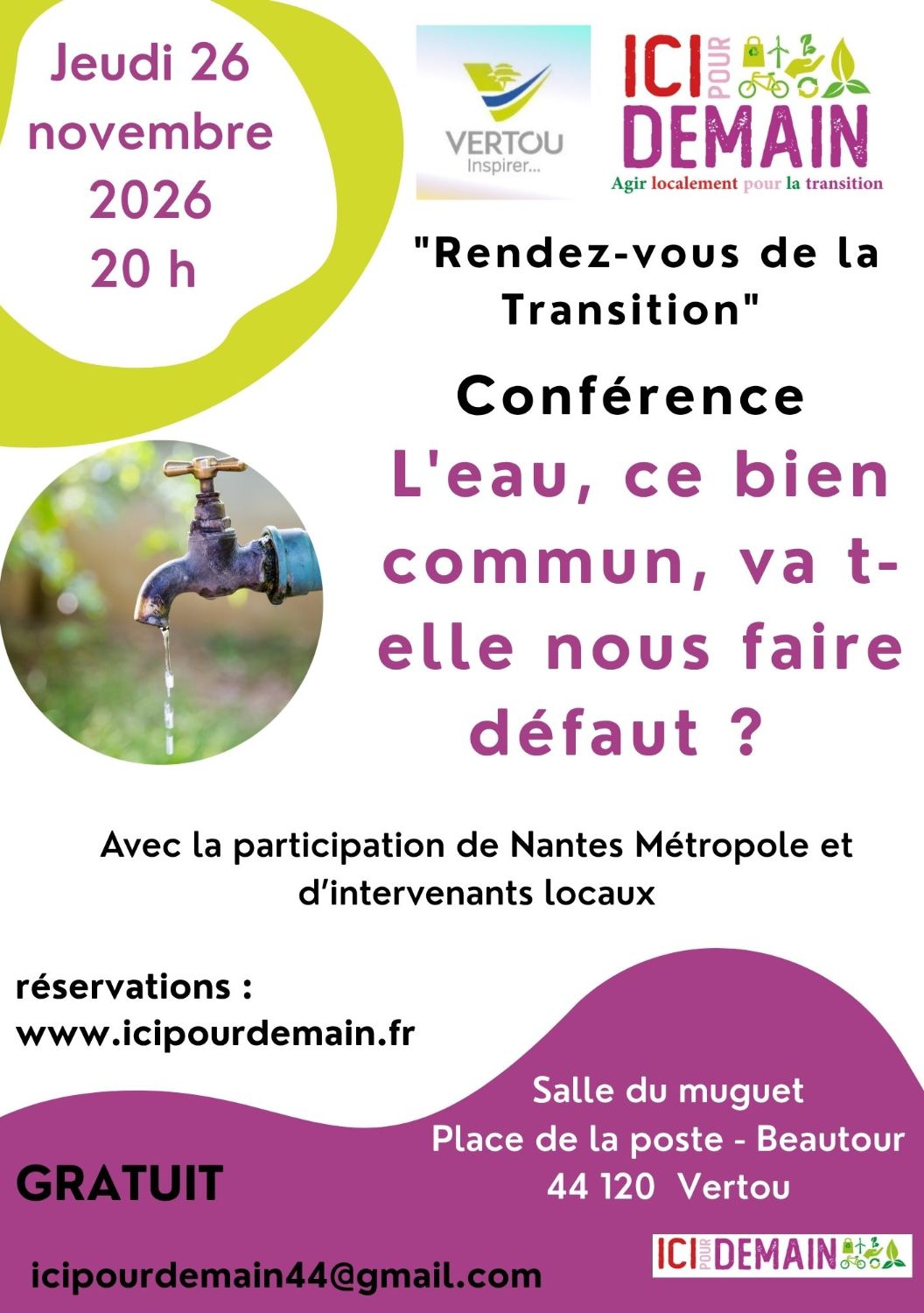Conférence L'eau, ce bien commun, va t-elle nous faire défaut ?
