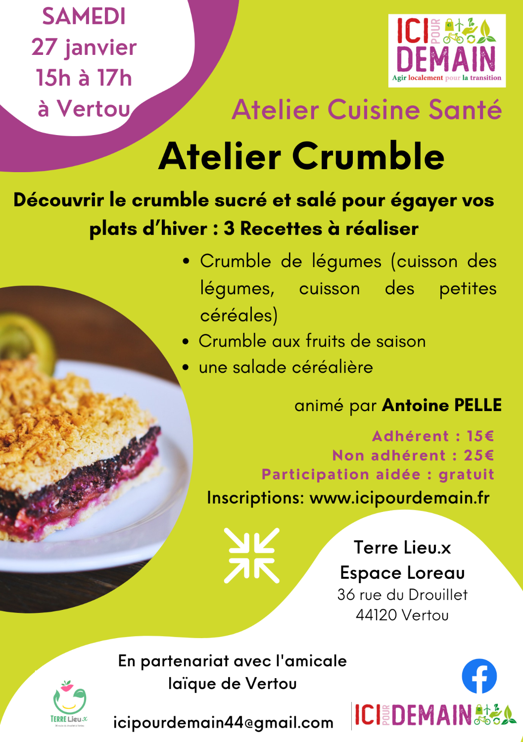Atelier cuisine :  LE CRUMBLE