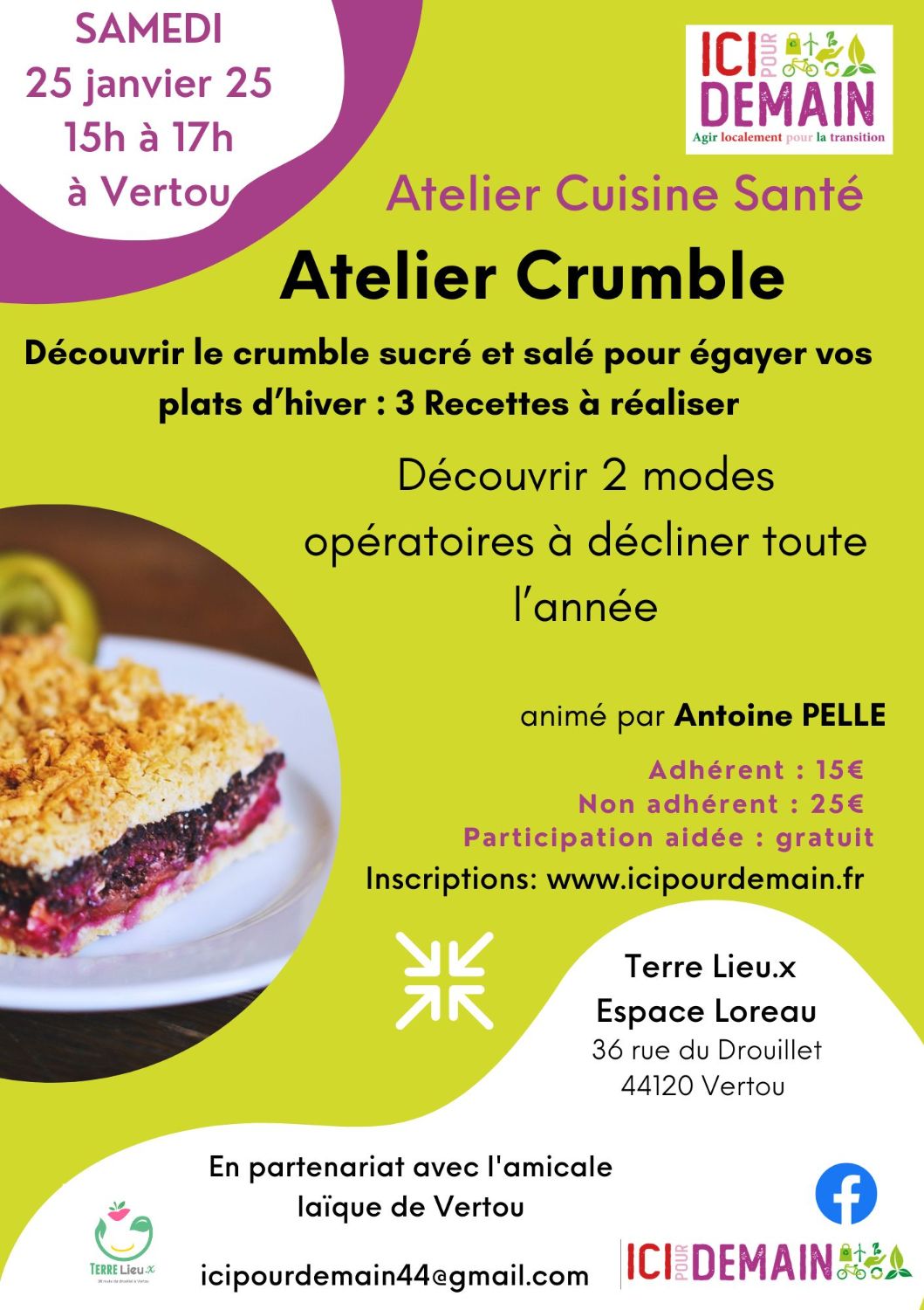 Atelier cuisine :  LE CRUMBLE