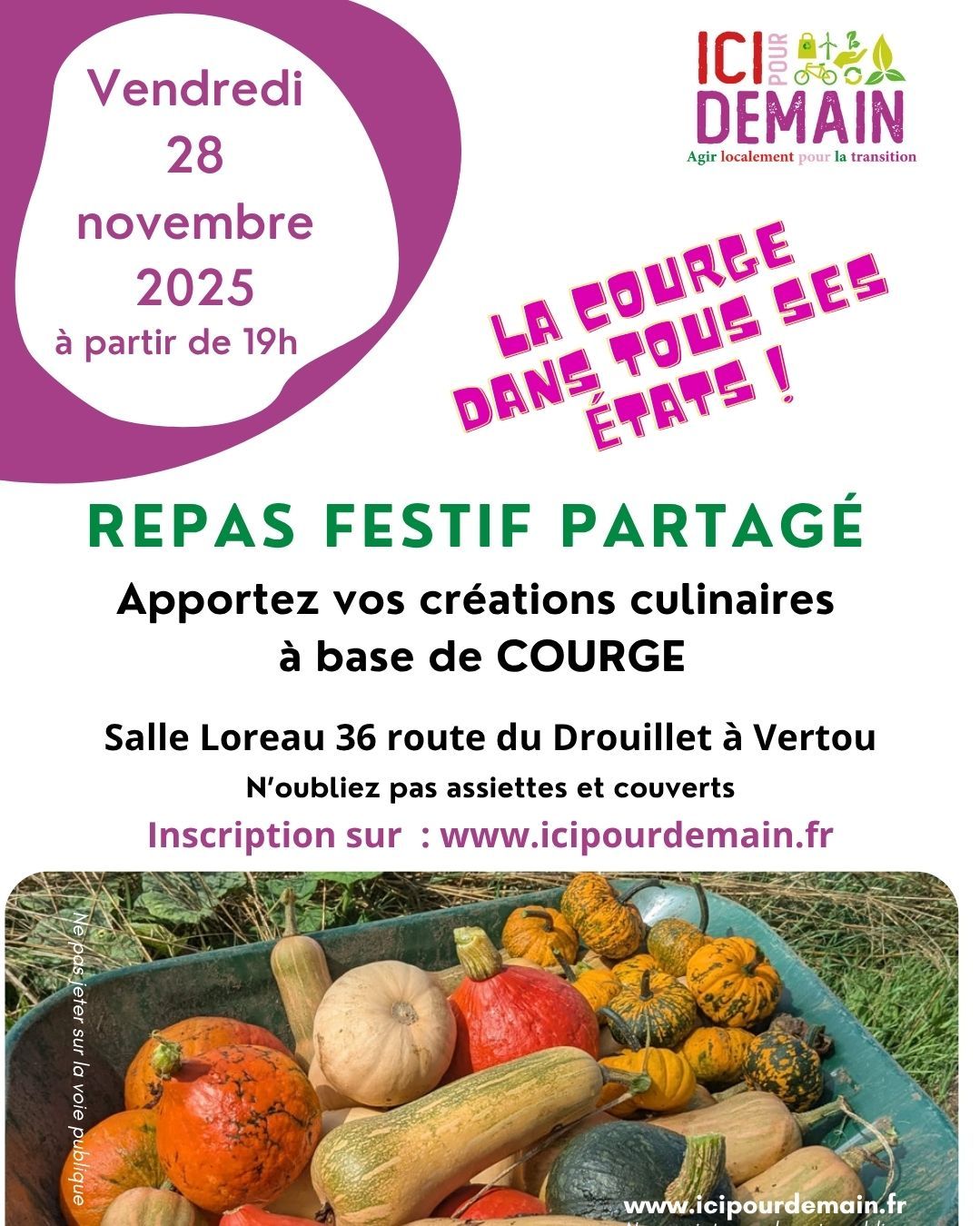 Soirée festive, repas partagé : La courge dans tous ses états !