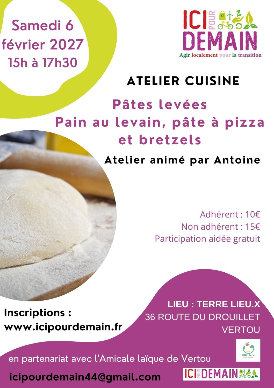 Atelier Cuisine : Pâte levées - Pain au levain, pâte à pizza (pita) et bretzels