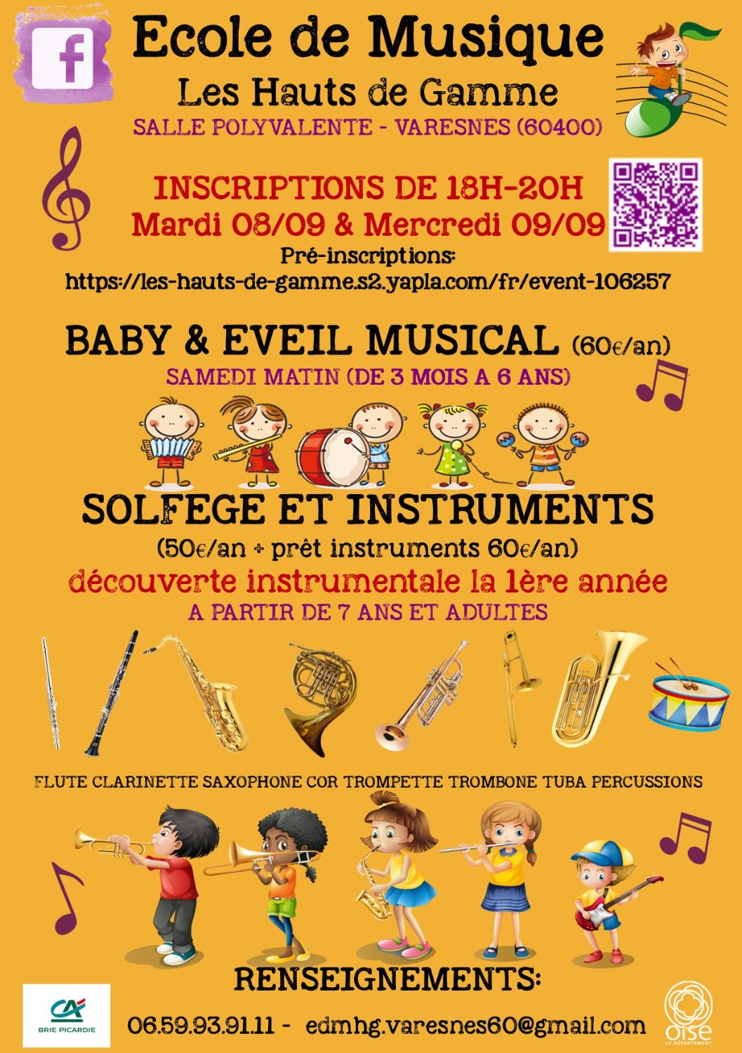 Inscription Ecole de Musique des Hauts de Gamme 2026-2027