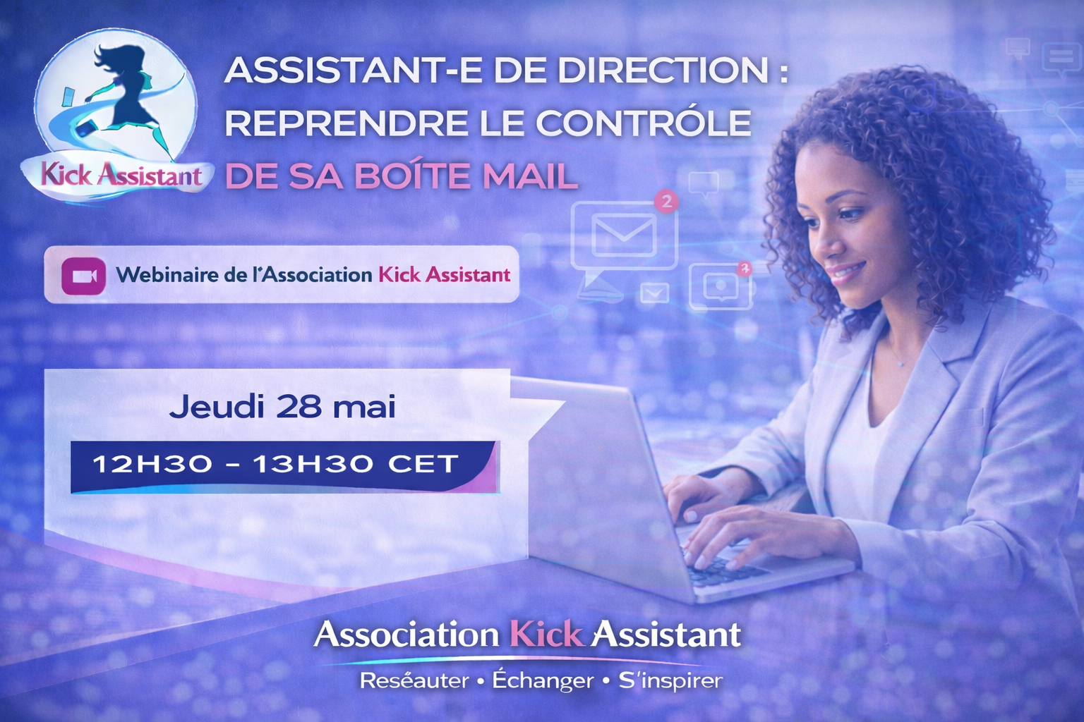 Webinaire du 28 mai 2026 : Assistant·e de direction : reprendre le contrôle de sa boîte mail