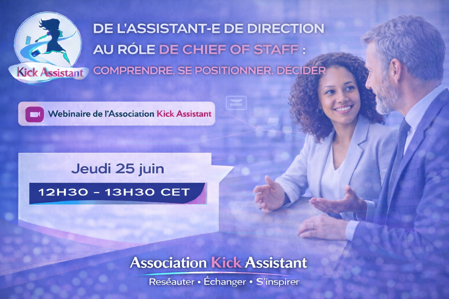 Webinaire du 25 juin 2026 : De l’assistant·e de direction au rôle de Chief of Staff : comprendre, se positionner, décider